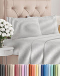 Twin 4 Piece Sheet Set - Cooling & Breathable Bed Sheets - Hotel Luxury Bed Sheets for Women, Men, Kids & Teens - Bedding w/Deep Pockets & Easy Fit - Soft & Wrinkle Free - Twin Grey Stripes Sheets