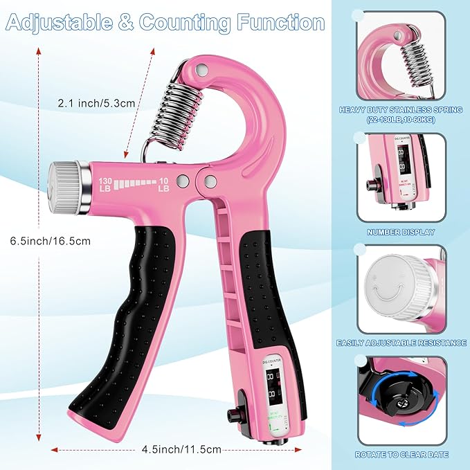 Grip Strength Trainer(5 Pack) with Finger Exerciser, Hand Grip Strengthener, Finger Stretcher,Grip Ring & Stress Relief Ball for Muscle Building and Injury Recover with Carry Bag