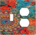 Decorative Light Switch Cover Plate Abstract Ombre Colorful Indian Mandala 2 Gang Outlet Covers 1 Toggle 1 Duplex Wall Plate Decorate Electrical Switch Plate Covers for Bedroom Bathroom Decor