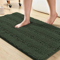Turquoize Bathroom Rugs Shaggy Chenille Bath Rug Non Slip Thick Shaggy Bath Mats for Bathroom Chenille 1-Piece Bath Mat Set, Soft Super Absorbent Shower Rug Washable Mats, 20"x32", Bronze Green