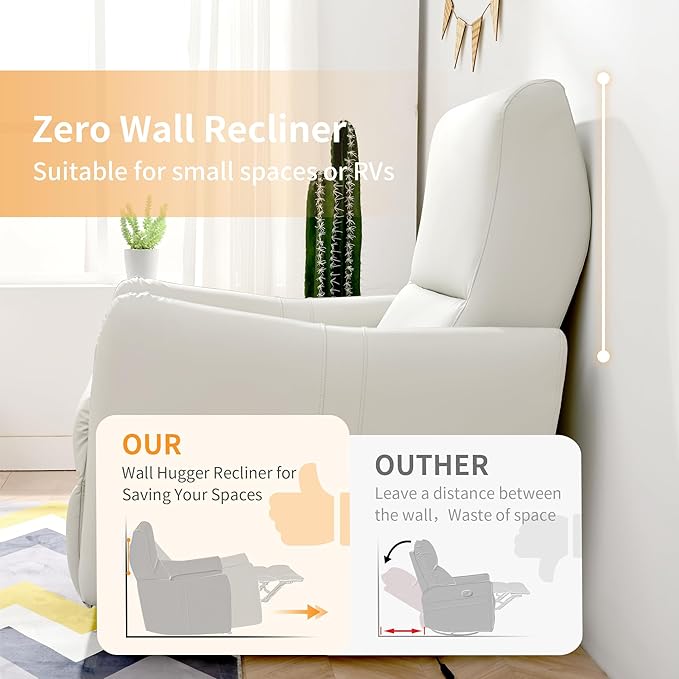 Wall Hugger Power Recliner Chair, Zero Wall Electric Recliner Chairs with USB Port, Space Saving Large Recliner for Living Room, RV, Home Theater