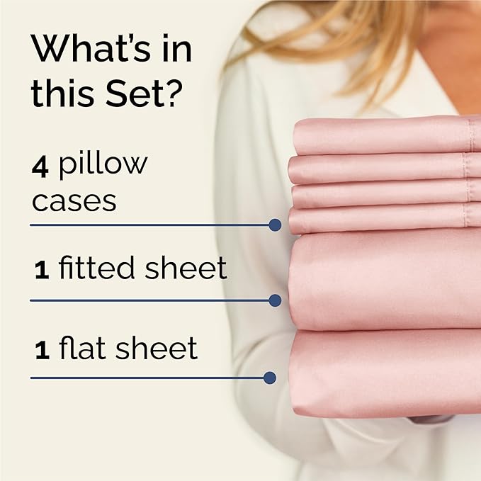 King 6 Piece Sheet Set - Cooling and Breathable Bed Sheets - Hotel Luxury Bed Sheets for Women, Men, Kids & Teens - Bedding with Deep Pockets & Easy Fit - Soft and Wrinkle Free - King Baby Pink Sheets