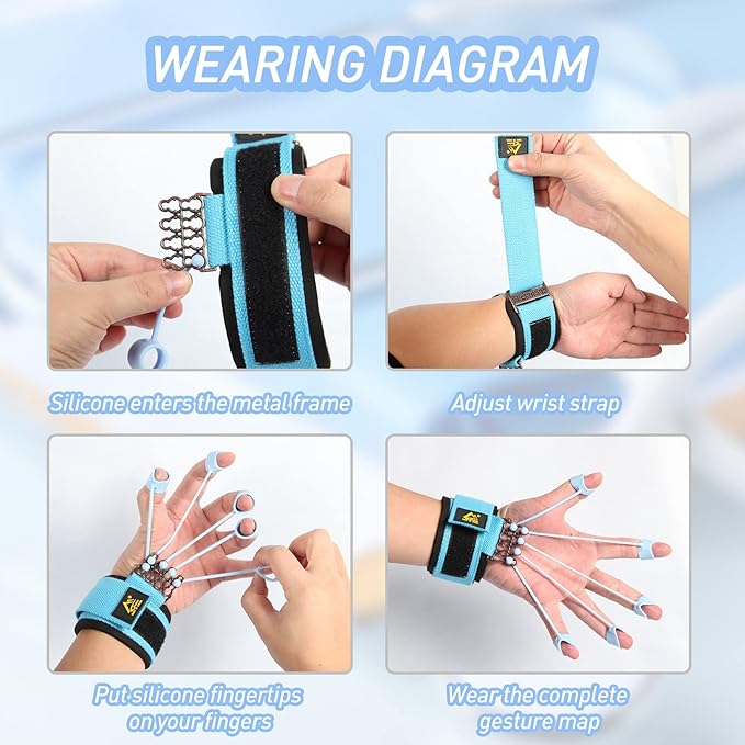 Finger Strengthener, Grip Strength Trainer, Gripster Finger Exerciser, Hand Grip Strengthener for Finger Strength & Therapy, 3 Resistance Levels (Grey 20LB, Blue 40LB, Black 60LB)