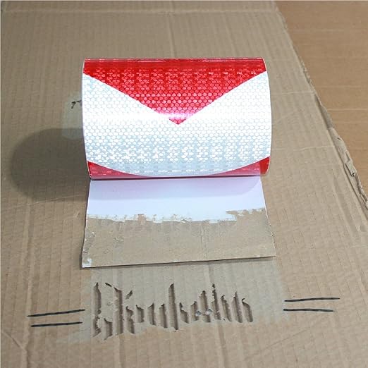 Red and White Reflective Tape Outdoor Waterproof 8 inch X 66 feet, High Visibility Hazard Conspicuity Safety Marking Tape