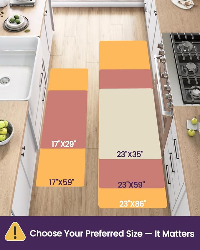 DEXI Kitchen Mats for Floor Cushioned, 17x59 Extra Large Wide Runner Rug Non Slip, Waterproof Soft Comfort Standing Padded Anti Fatigue Decorative, Light Beige