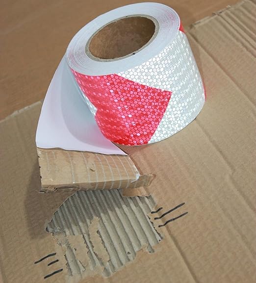 Red and White Reflective Tape Outdoor Waterproof 3 inch X 66 feet, High Visibility Hazard Conspicuity Safety Marking Tape
