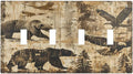 Light Switch Covers Vintage Cabin Wildlife Animal Bear Eagle Forest Quad Toggle Electrical Faceplate 4 Gang Wall Plate Decorative Switch Plates for Farmhouse Bedroom Decor