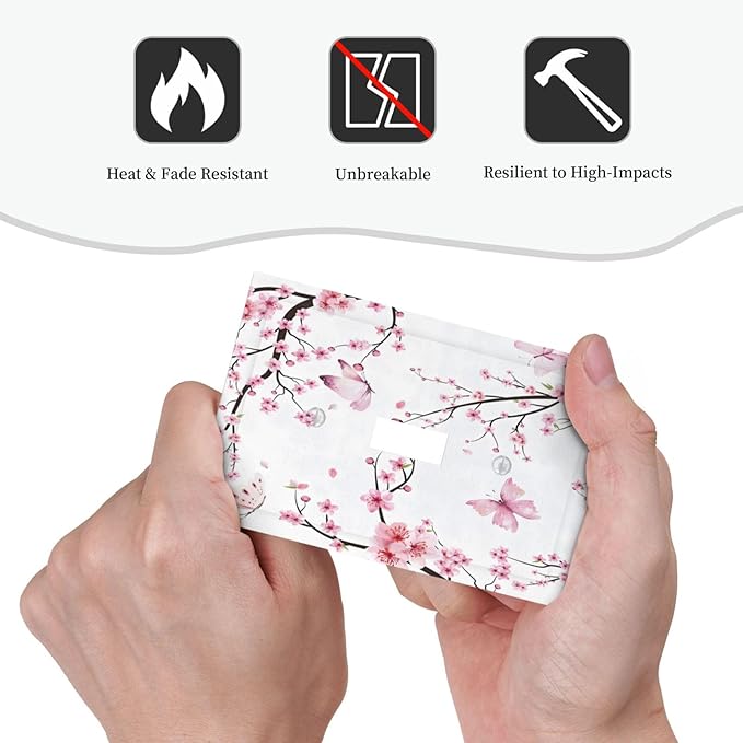 Cherry Floral Watercolor Pink Flowers Butterfly Decorative Light Switch Cover 1 Gang Single Toggle Device Electrical Faceplate Switchplates Decorator Outlet Wall Plate for Bed Room Living Room Decor