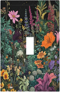 Decorative Light Switch Covers Colorful Floral Dark Sky Wildflower Plants 1 Gang Light Switch Cover Plate Single Toggle Wall Plate Outlet Covers Wall Plate Dimmer Faceplate for Bathroom Decor
