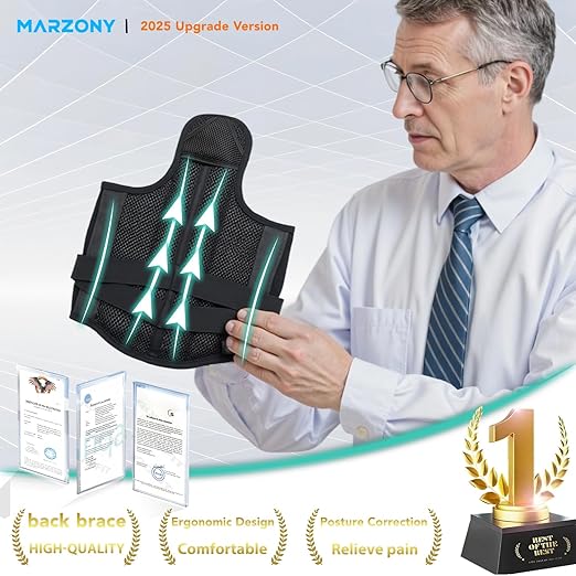 Back Brace Posture Corrector for Women and Men, Upgraded Breathable Full Back Support, Comfortable Shoulder Straightener, Pain Relief for Upper/Lower Back, Support for Scoliosis, Hunchback, Thoracic Spine, (Small)