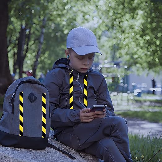 Yellow Black Reflective Tape 2 inch X 66 feet, Outdoor Waterproof Hazard Conspicuity Warning Industrial Marking Tape