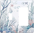 Outlet Covers Ocean Coral Seahorse Seashell Starfish 1 Toggle 1 Rocker Combination Decorative Wall Plate Electrical Switch Plates Light Switch Cover Plate For Bathroom Home Decor