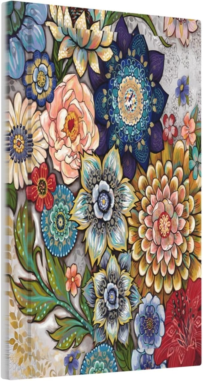 Boho Floral Colorful Floral Multi Color Flower Light Switch Cover Plate 1 Gang No Device Blank Electrical Wall Plates Faceplate Decorative Switch Plate Covers for Bedroom Living Room Home Decor