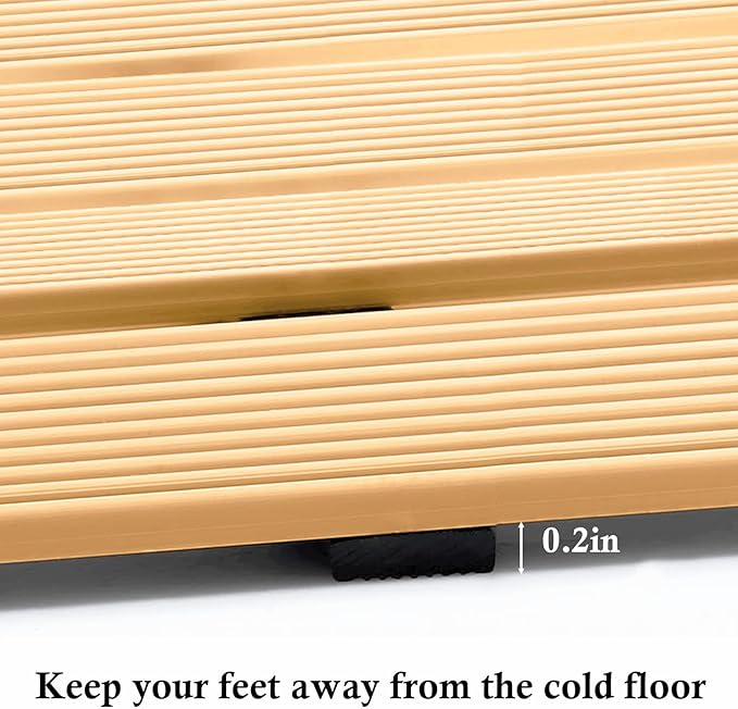 Extra Long Non Slip Shower Mat Without Suction Cups,Heavy Duty Rubber Bathtub Mat Spliceable,Cuttable,Quick Drain,Indoor Outdoor Use,2pack (Beige)…