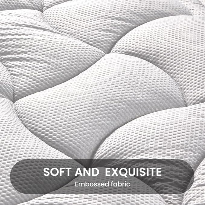 SLEEP ZONE King Size Cooling Mattress Pad, Premium Zoned Quilted Fitted Mattress Topper, Elastic Mattress Protector Cover, Machine Wash Durable, Deep Pocket 8-21 inch, Silver Grey, King