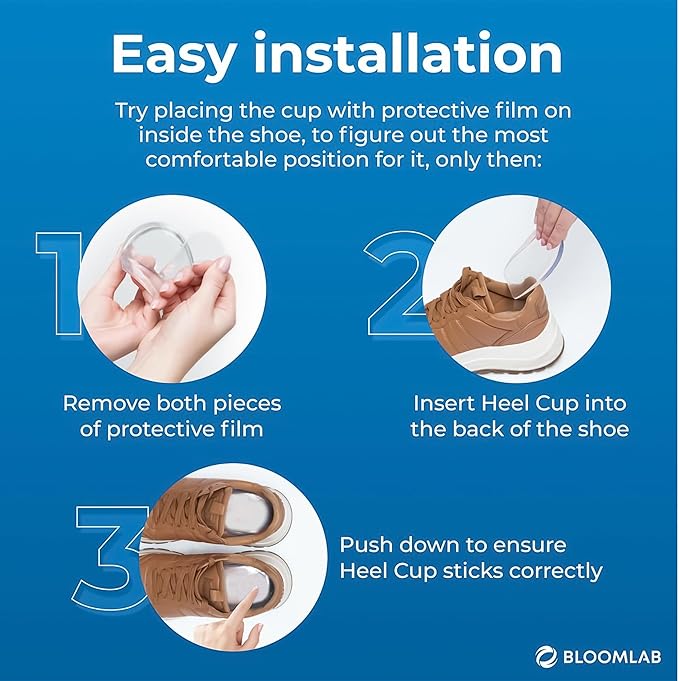 Gel Heel Pads, 2 Pack, for Achilles Tendonitis, Shoe Wedge Inserts for Plantar Fasciitis, Bone Spur, Foot Pain Relief Support, Comfort Cushion Insoles for Women/Men