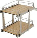 Rev-A-Shelf 2 Tier Pull Out Kitchen Cabinet Storage Organizer with Solid Bottom & Undermount Soft-Close Full Extension Slides, 54BK-15SC-2-1