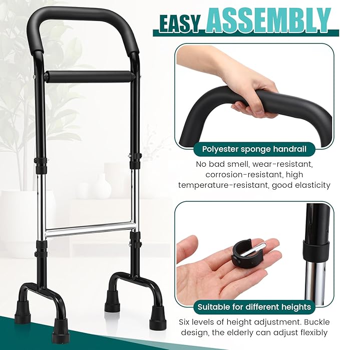 Walking Cane Standing Aids and Supports Adjustable Cane Stand Assist Aid for Elderly up to 300lb Height Adjustable 28.74-36.22 in Mobility for Seniors, Adults and Assistance