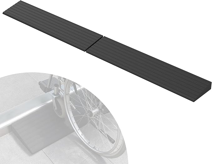 0.8"H Rubber Threshold Ramps for Doorways, 2 PCS Modular Wheelchair Ramp, Door Threshold Ramp, Access Ramps for Wheelchairs, Walkers, Strollers, Sweepers, Bathrooms, Entryways, 2000LBS Capacity