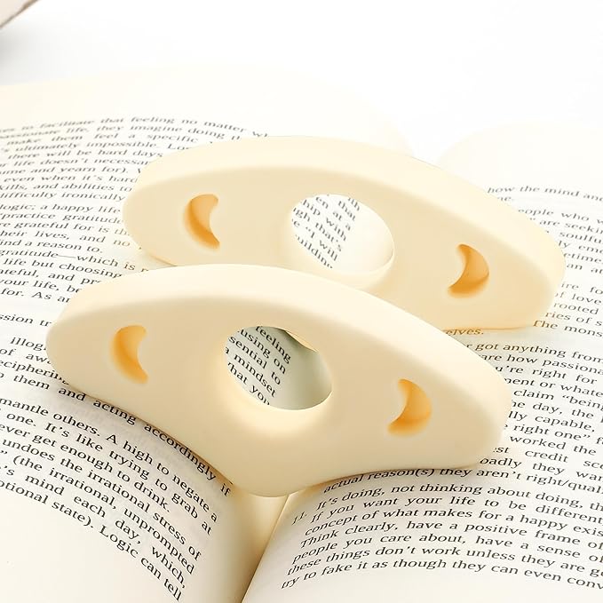Book Page Holder, 2 Pack Breathable Silicone Thumb Page Holder for Reading, Ideal Book Reader Gifts and Reading Accessories (Medium Size, Off White)