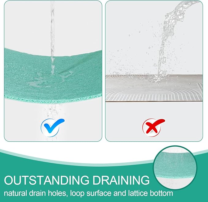 Joyhalo Shower Mat Bathtub Mat Non Slip, Bathmats Non Slip, Quick Drying Foot Scrubber Loofah Mats for Shower, Tub, Bathroom, Home, 24x24inch, Aqua