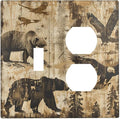 Wallplates Vintage Cabin Wildlife Animal Bear Eagle Forest 1 Toggle 1 Duplex Switch Plate Electrical GFCI Faceplate Decorative Light Switch Covers for Farmhouse Bedroom Decor