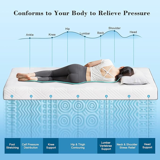 EnHomee Memory Foam Mattress Topper,4 Inch Full Mattress Topper Pressure Relief with Cooling Gel and Removable & Washable Embossed Cover, CertiPUR-US & Oeko-TEX Certified, White, Full