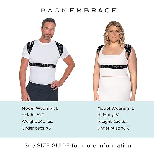 BackEmbrace Posture Corrector for Women and Men - Made in USA - Slim and Adjustable Shoulder Brace - Back Brace for Back Pain Relief - Lightning Bolt XL