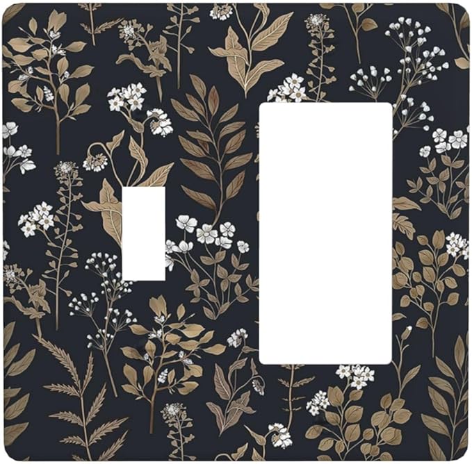 Outlet Covers Vintage Floral Wildflowers Plant 1 Toggle 1 Rocker Combination Decorative Wall Plate Electrical Switch Plates Light Switch Cover Plate for Bathroom Home Decor
