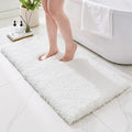 Bathroom Rugs 70x24, Ultra Thick Shaggy Soft Microfiber Absorbent Bath Rug, High Density Foam Latex Non Slip Backing, Machine Washable Bath Mats for Bathroom Floor & Sink, White