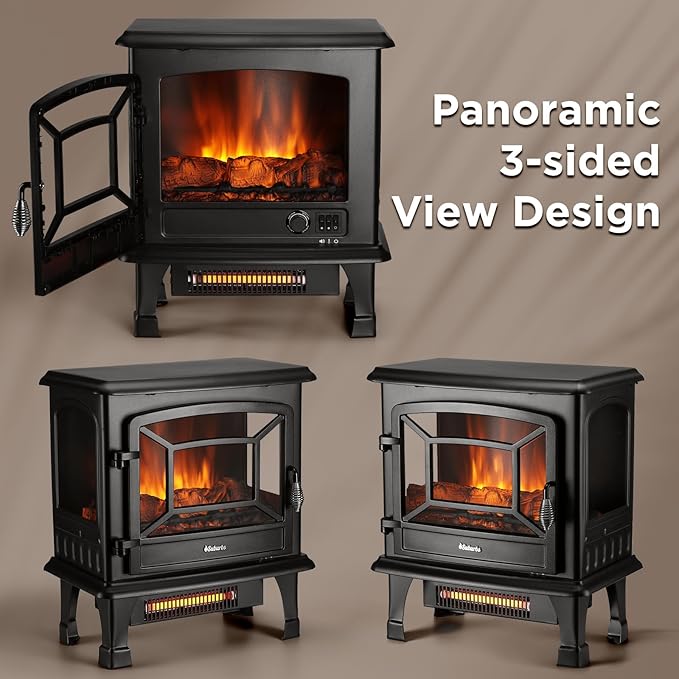 TURBRO Suburbs 20 in. Electric Fireplace Infrared Heater with Crackling Sound, Freestanding Fireplace Stove with Realistic Flame Effect, CSA Certified, Overheating Protection, Easy to Assemble, 1400W