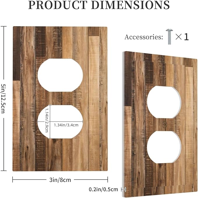 Rustic Brown Wood Splicing Vintage Dark Oak Print Outlet Covers 1 Gang Duplex Light Switch Cover Decorative Switch Plates Electrical Receptacle Faceplate Wall Plate for Farmhouse Home Decor