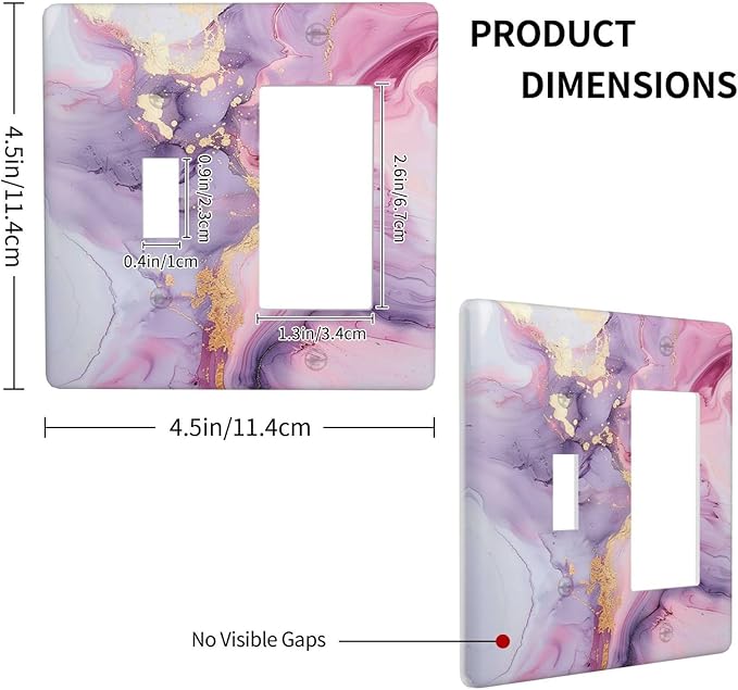 Outlet Covers Pink Marble Abstract Purple Gold Texture 1 Toggle 1 Rocker Combination Decorative Wall Plate Electrical Switch Plates Light Switch Cover Plate for Bathroom living Room Decor