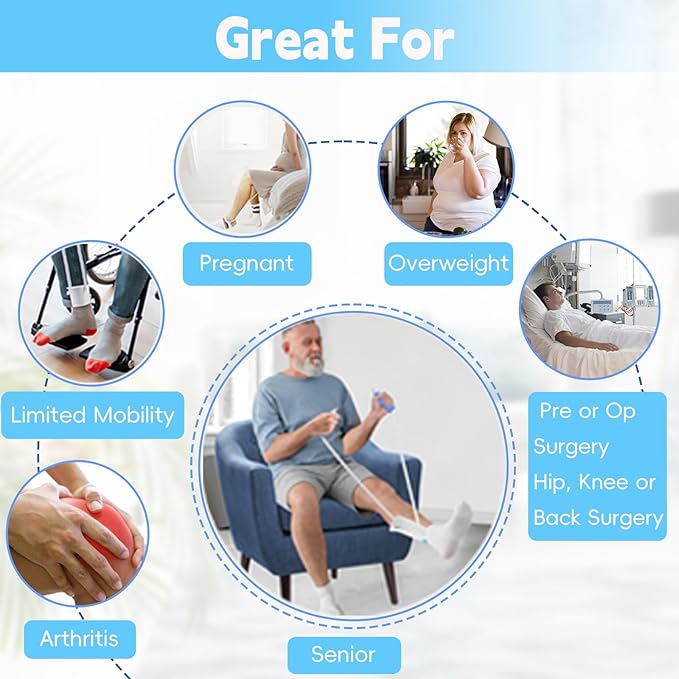 Sock Aid Kit, Sock Puller Aid Easy On and Off, Sock Assistant Device No Bending, Sock Aids for Putting On Socks and Sock Remover, Sock Helper for Seniors, Pregnant, and Limited Mobility