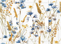 Vintage Wildflower Blue Gold Country Fall Wheat Floral Decorative Switch Plates 3 Gang Wall Plate Triple Toggle Light Switch Cover Faceplate Electrical Wall Panels for Bedroom Living Room Decor