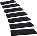 PURE ERA Carpet Stair Treads Ultra Plush 8 x 30 inch Soft Indoor Stair Protectors Pet-Friendly Non-Slip Skid Resistant Tape Free Washable Reusable(7 Pieces,Black)