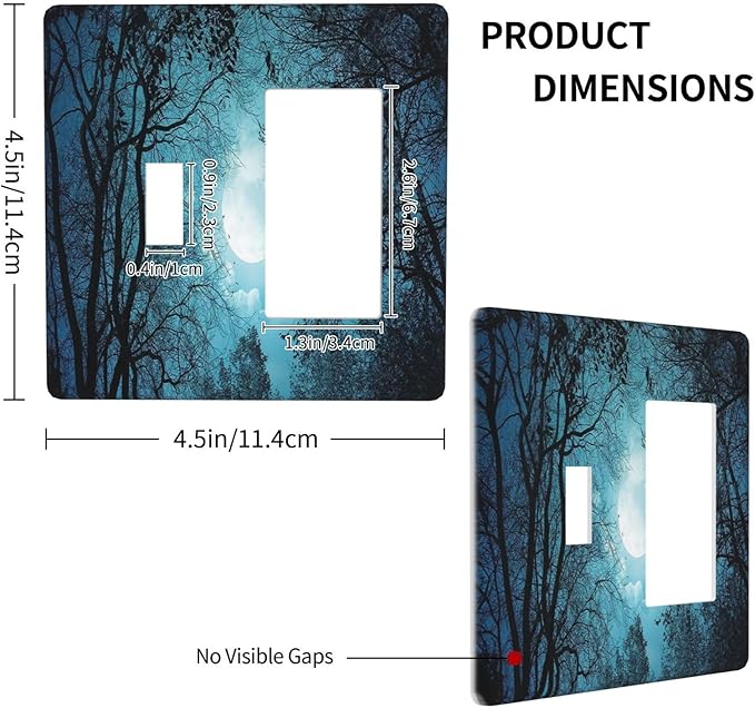 Light Switch Cover Teal Full Moon Forest 2 Gang Toggle Rocker Combo Wall Plates Turquoise Decorative Switch Plates and Outlet Covers Receptacle Cover for Bathroom Bedroom Decor