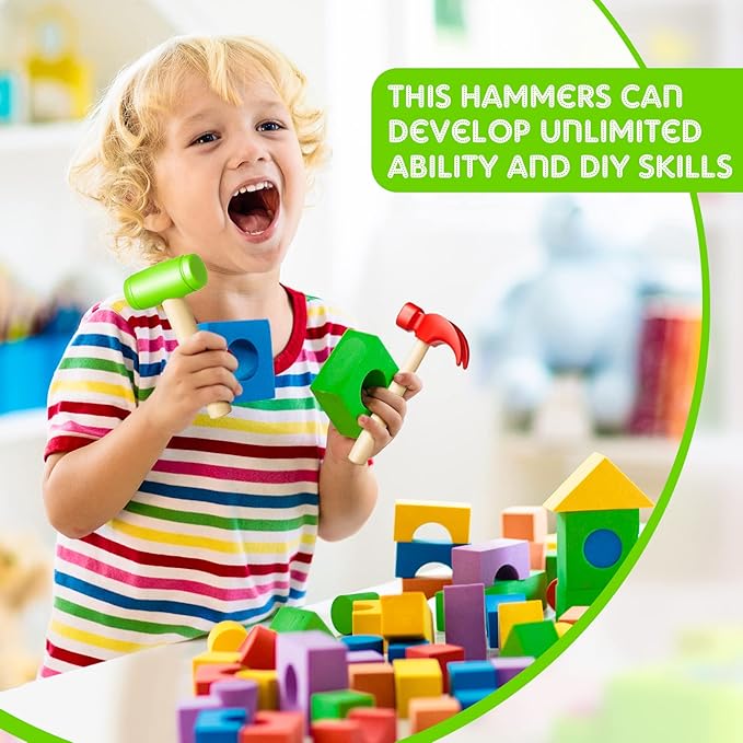 Deekin Toy Hammer Simulation Small Wooden Plastic Maintenance Tools Hammers Educational Toys Party Gift for Teens Girls Boys School Birthday Games Party Supplies(8 Pcs,2 Style Toy Hammer)