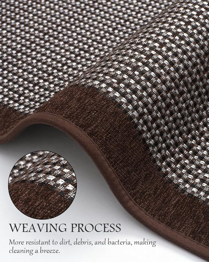 PADOOR Kitchen Rugs and Mats Non Skid Washable - Non Slip Absorbent Kitchen Runner Rugs for Floor, Machine Washable Standing Mats for in Front of Sink,Entryway,Entrance,Door(20"x70",Dark Brown)