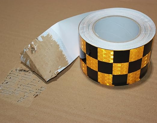 Reflective Tape Yellow Black 3 inch X 166 feet, Outdoor Waterproof Hazard Conspicuity Warning Industrial Marking Tape