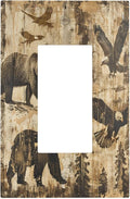 Decorative Outlet Covers Vintage Cabin Wildlife Animal Bear Eagle Forest 1 Gang Single Rocker Light Switch Cover Plate Wall Plates GFCI Faceplate for Farmhouse Bedroom Decor