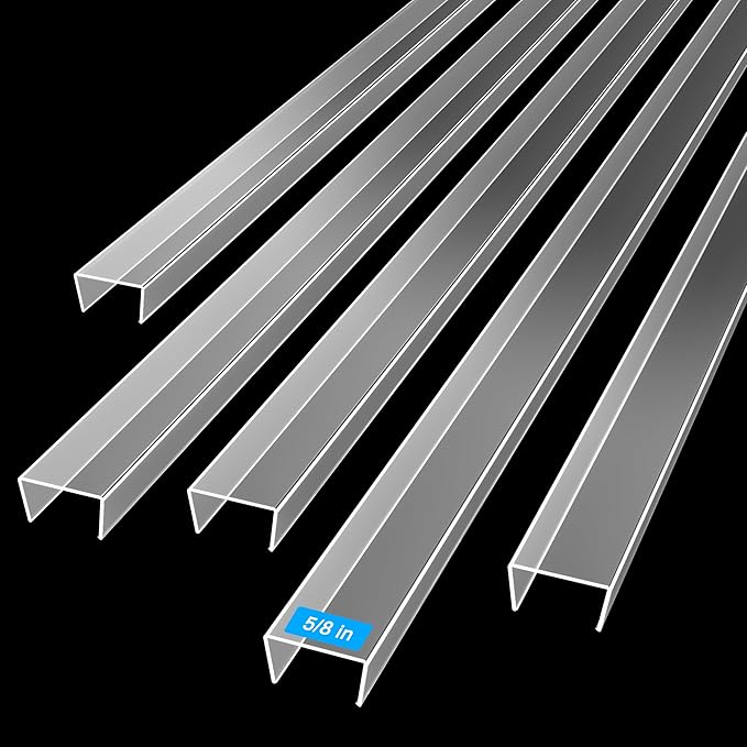 MONOID Cabinet Door Protector, Slip-On Plastic Edge Guard for Kitchen & Drawer Fronts, Prevent Wear, Chipping & Discoloration, Cabinet Bumpers - 5/8" Thick, 39.4" Length - Clear,5 Pack