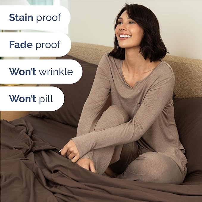 Full 6 Piece Sheet Set - Cooling & Breathable Bed Sheets - Hotel Luxury Bed Sheets for Women, Men, Kids & Teens - Comfy Bedding with Deep Pockets & Easy Fit - Soft and Wrinkle Free - Full Brown Sheets