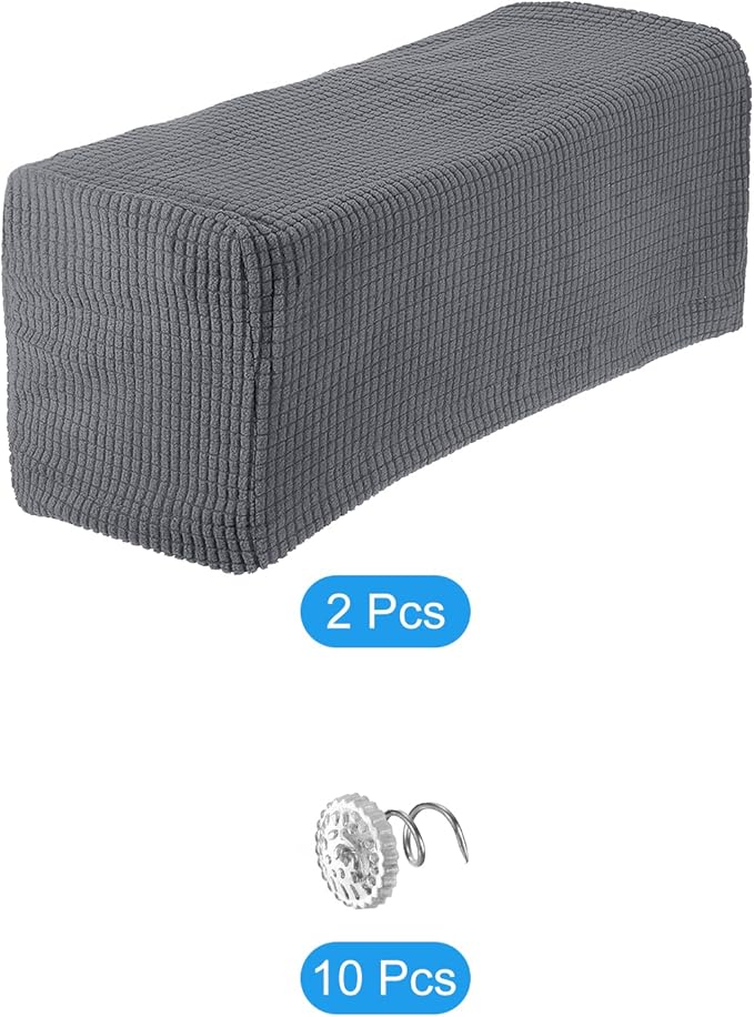 uxcell 2pcs Stretch Armrest Covers for Chairs/Sofas, Couch Arm Covers with Twist Pin, Furniture Protector Slipcovers Light Grey