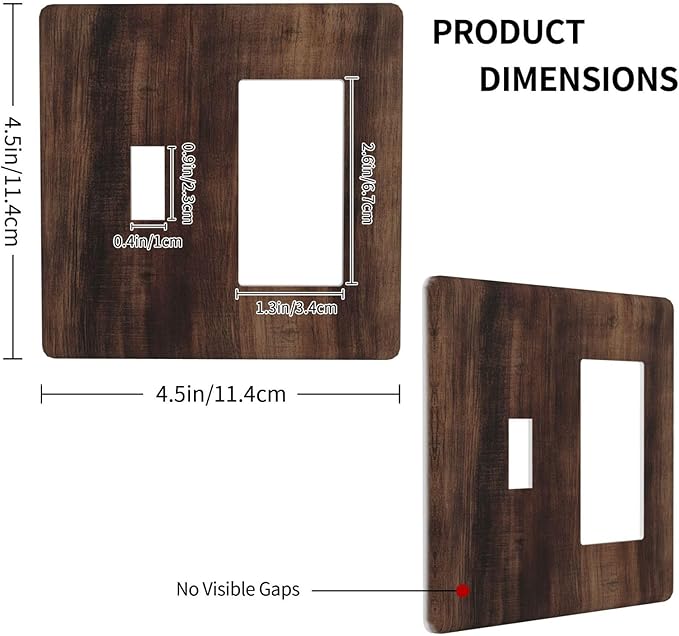 Decorative Outlet Covers Rustic Farmhouse Brown Wood Barn Door 2-Gang Combo Light Switch Cover Plate Single Toggle/Rocker Wall Plate Plug Switch Plate Covers for Bathroom Decor