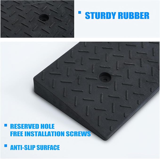 2 Pack 6'' Rise Rubber Curb Ramp Heavy Duty Loading Rubber Curb Ramps 3 Tons Driveway Ramp Car Slope Ramp for Loading Dock Bike Vehicle Warehouse Sidewalk Wheelchair (6" H)