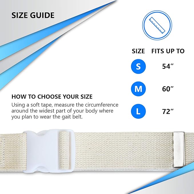 NYOrtho Plastic Buckle Gait Belt - Adjustable Machine Washable Strong and Durable Material Latex Free, Pastel, 54"