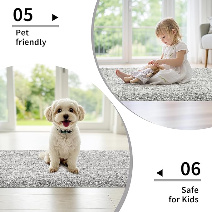 Gray Bathroom Runner Rug 24x59 Non Slip Fluffy Long Bath Mat for Bathroom Floor Washable Plush Luxury Bath Rug for Tub Absorbent Shower Sink Mat Bedside Rug