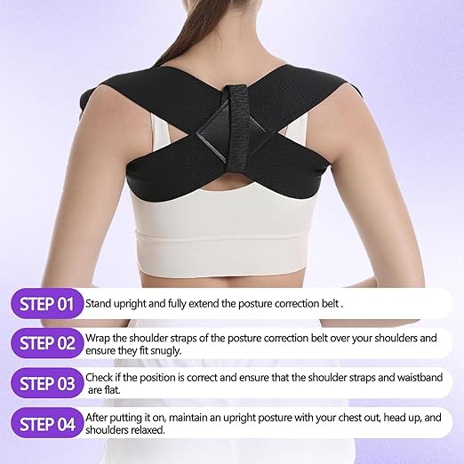 Posture Corrector for Women and Men, Adjustable Back Brace Support for Scoliosis, Hunchback Correction, Upper Spine & Shoulder Pain Relief (Medium)