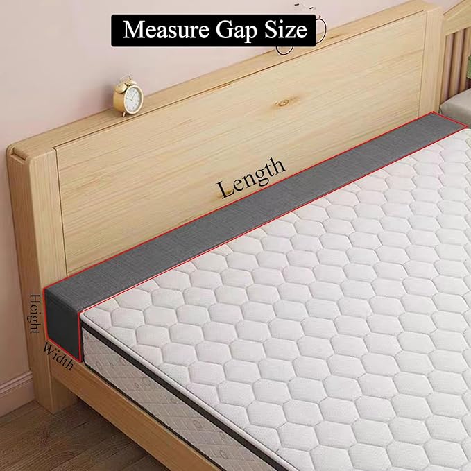 Bed Gap Filler for Headboard Space Filler Bed Crack Pillow Stopper Wall Side Mattress Extender Memory Foam Mattress Gap Filler Queen Bed 59x4x10 Inches